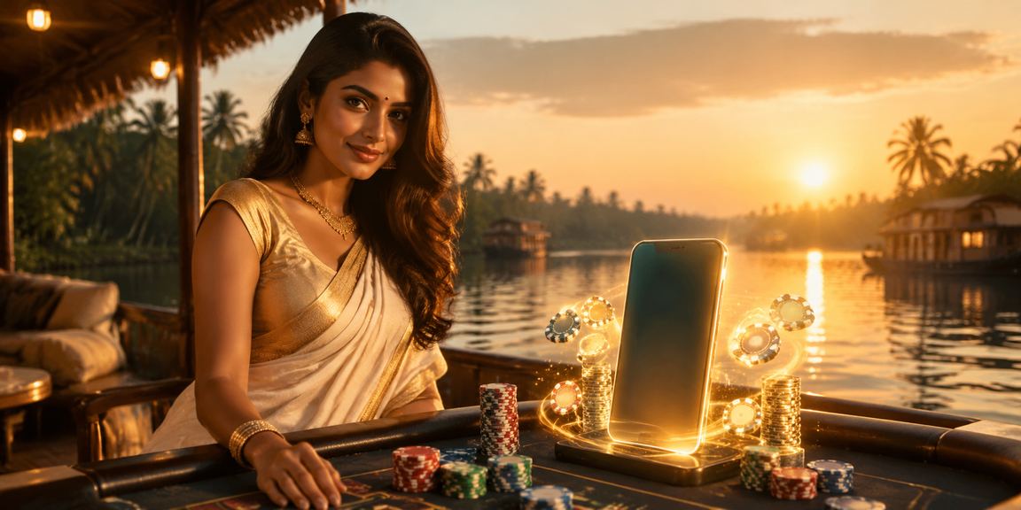 Happy players celebrating Casino bonus at Kerala backwaters