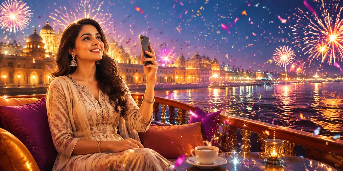 Colorful Diwali festival celebration with festive lights